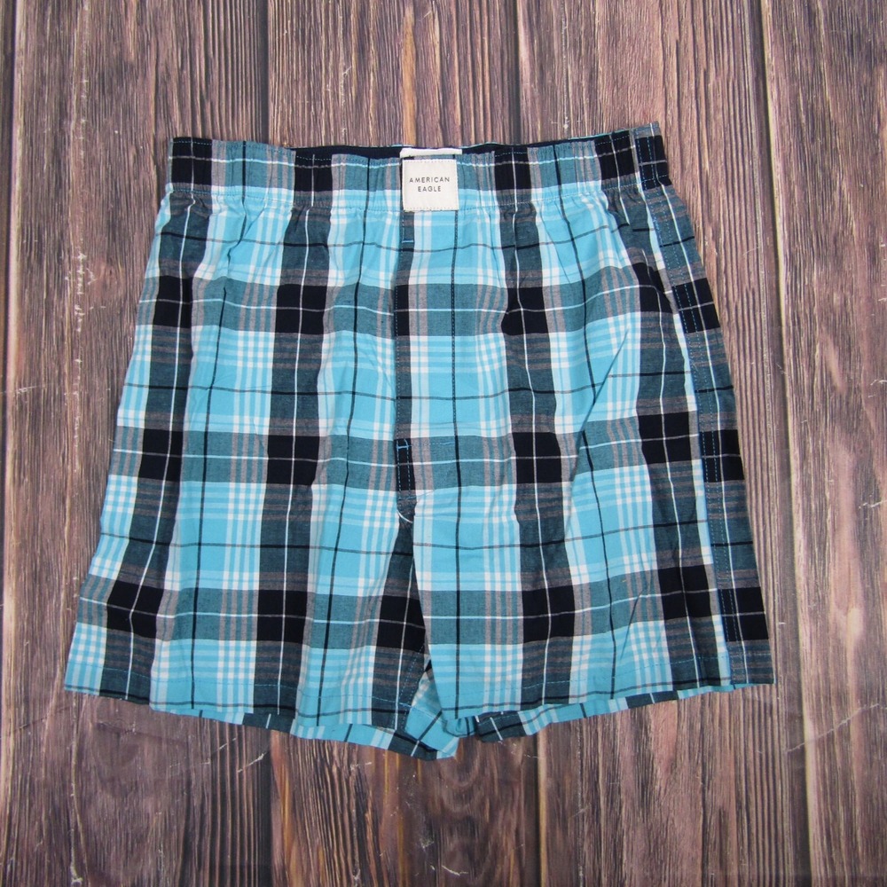 American Eagle NEW Mens XS Boxer Shorts Blue Plaid